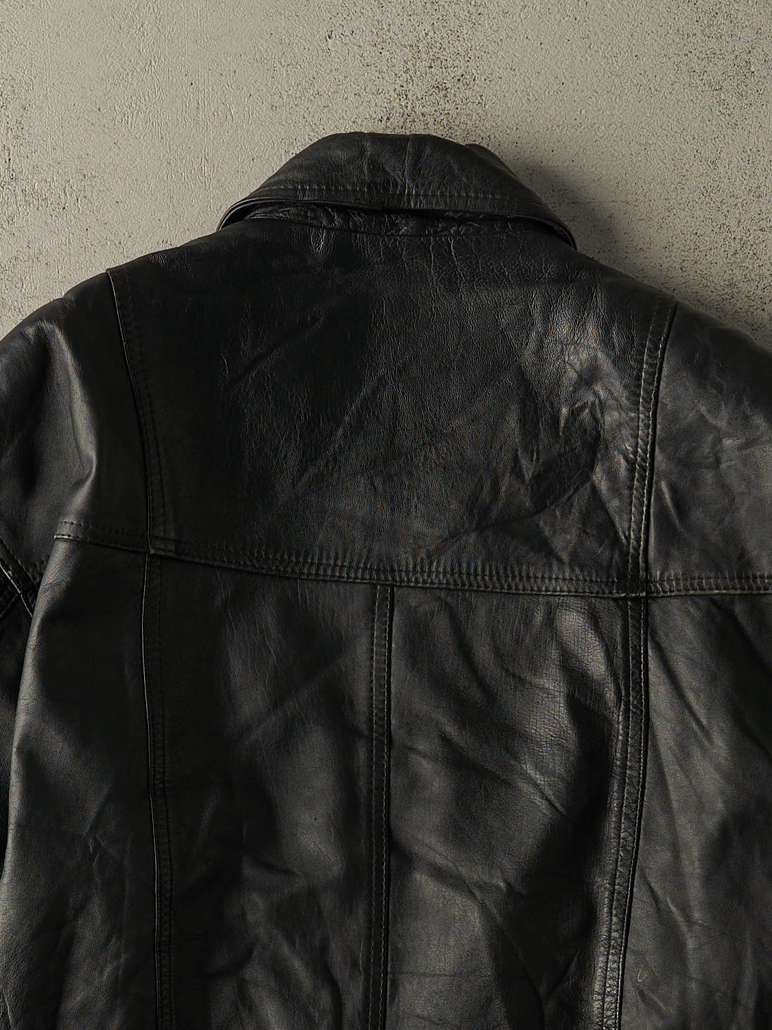 Vintage 80s Black Leather Bomber Jacket (M/L) - Image 4