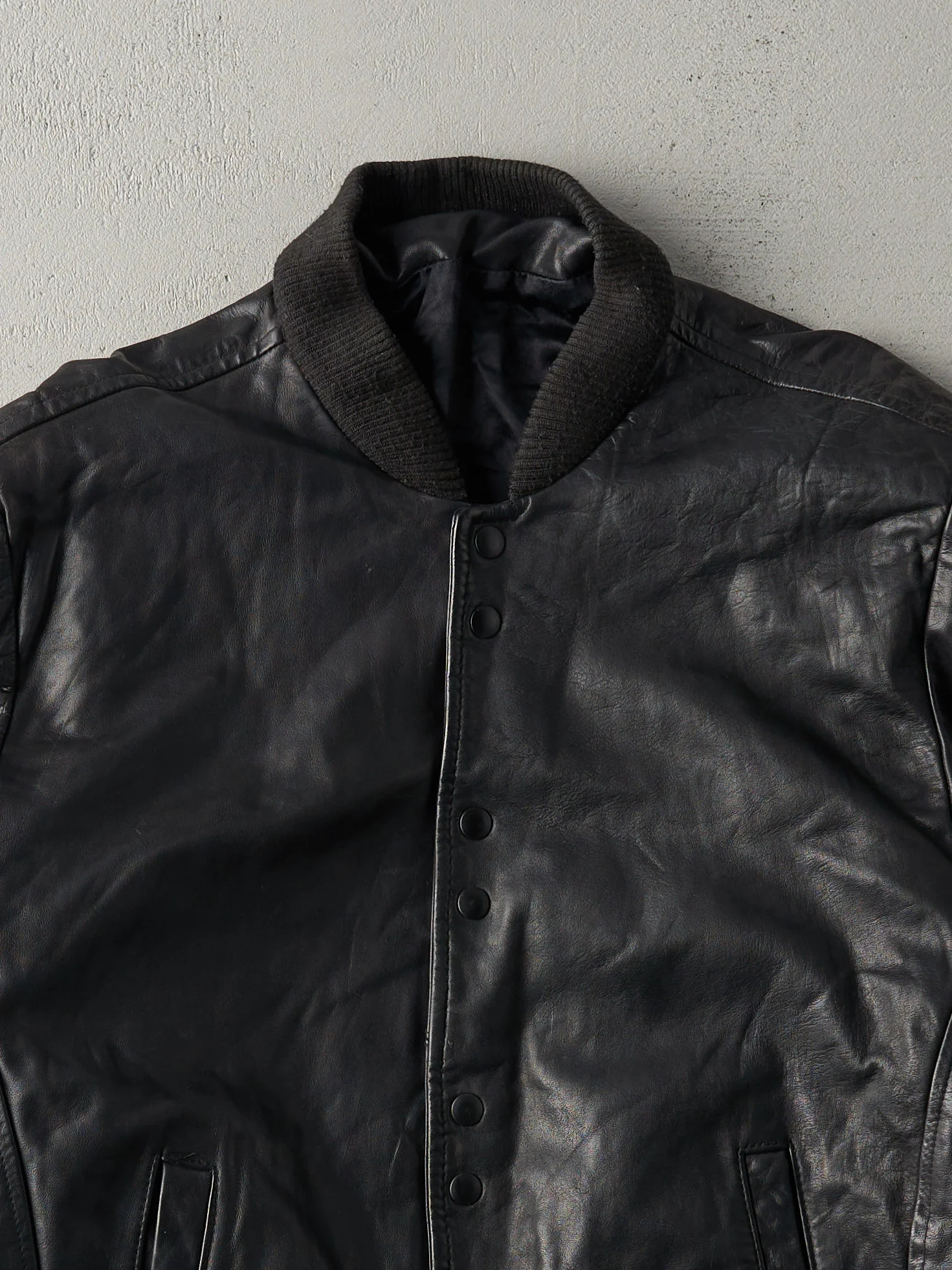 Vintage 80s Black Leather Button Jacket (M) - Image 2