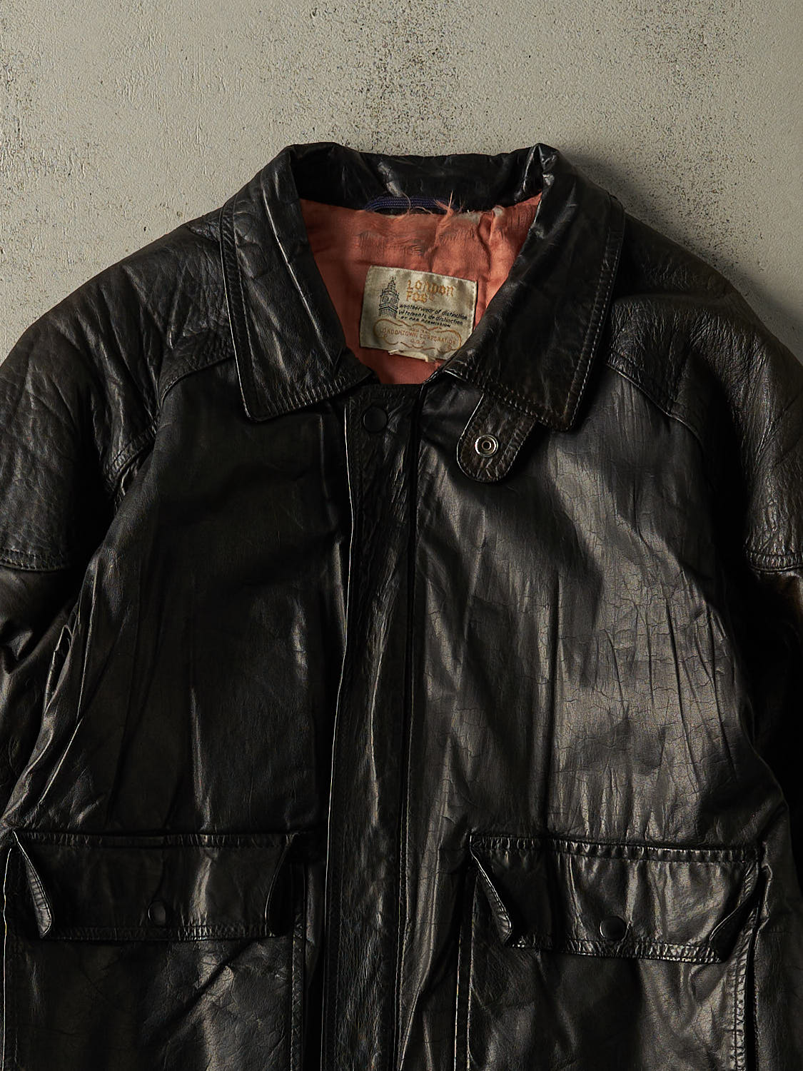 Vintage 80s Black London Fog Leather Bomber Jacket (M/L) - Image 3