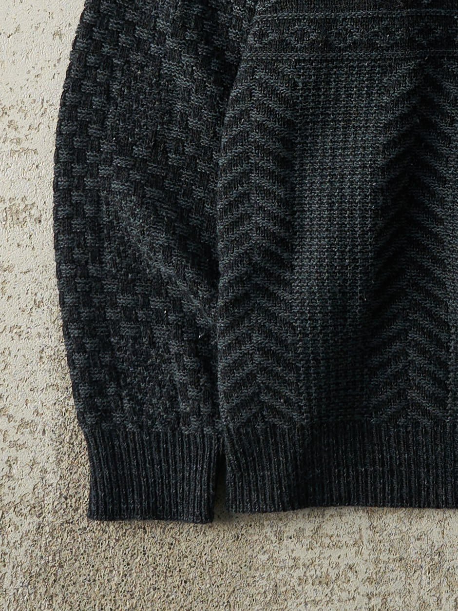 Vintage 80s Black & Navy Patterned Pullover Knit (M) - Image 3