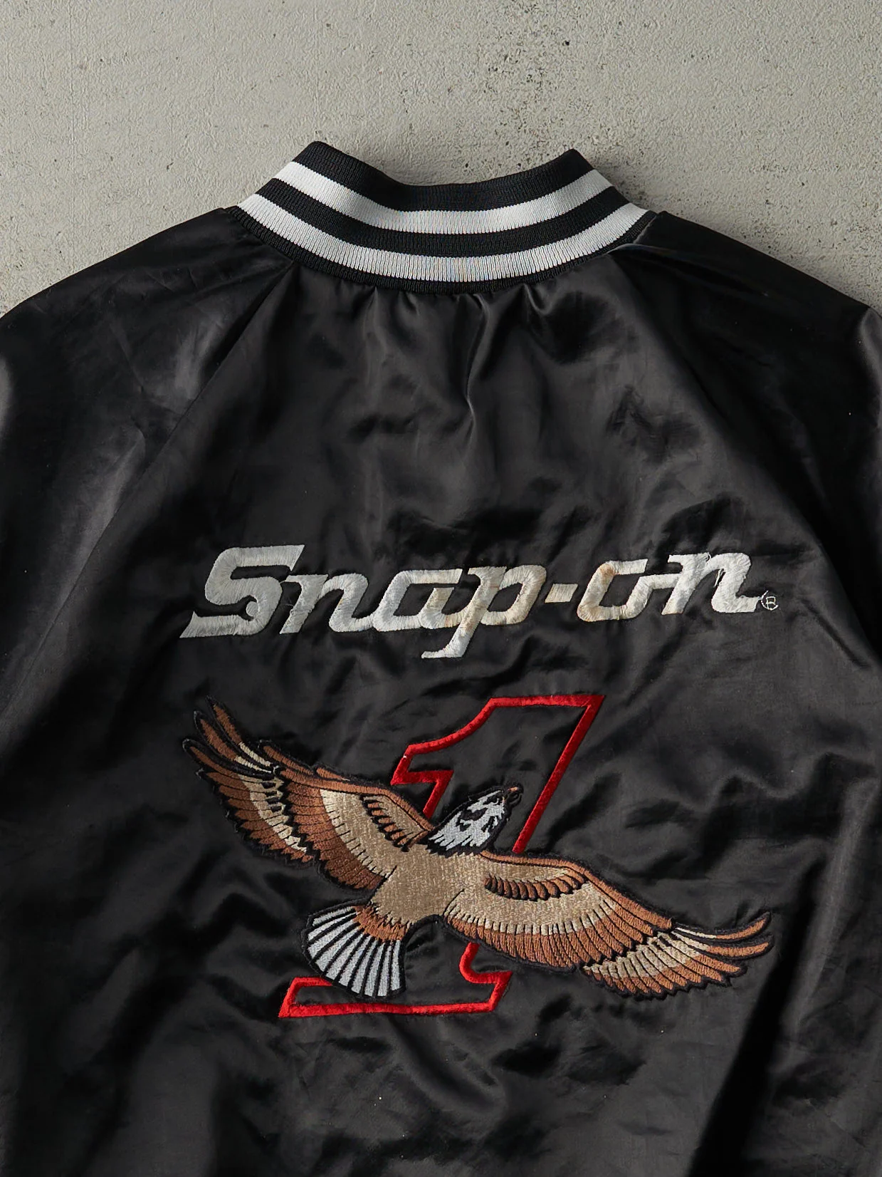 Vintage 80s Black Snap-On Nylon Bomber Jacket (S/M) - Image 4