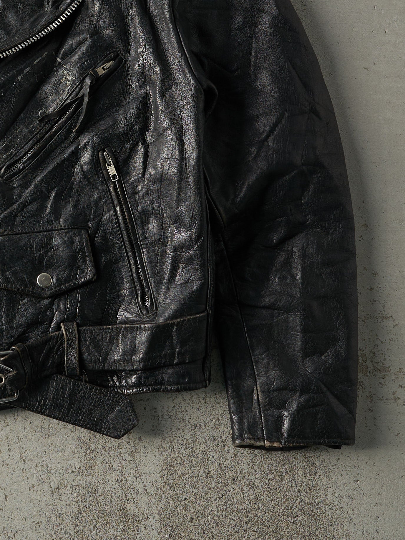 Vintage 80s Black Wilsons Leather Biker Jacket (S) - Image 5