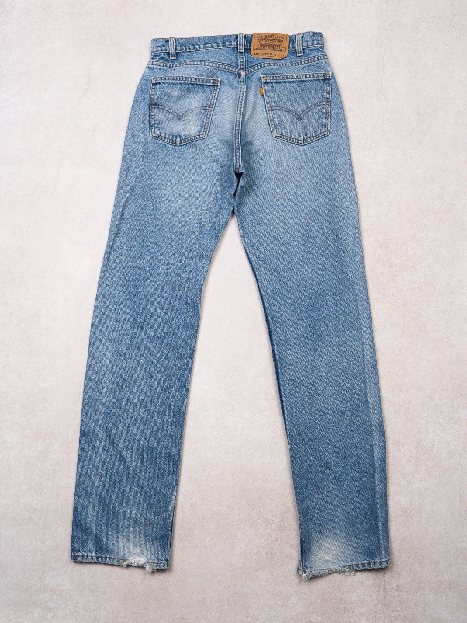 Vintage 80s Blue 505 Straight Leg Levi Jeans  (30 x 33) - Image 3