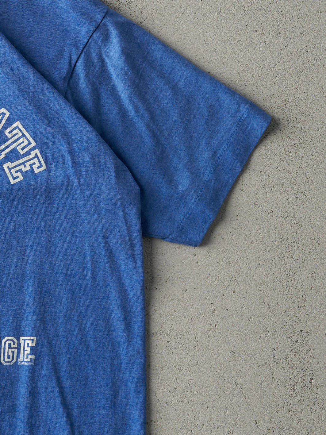 Vintage 80s Blue Columbus State Single Stitch Tee (S/M) - Image 3