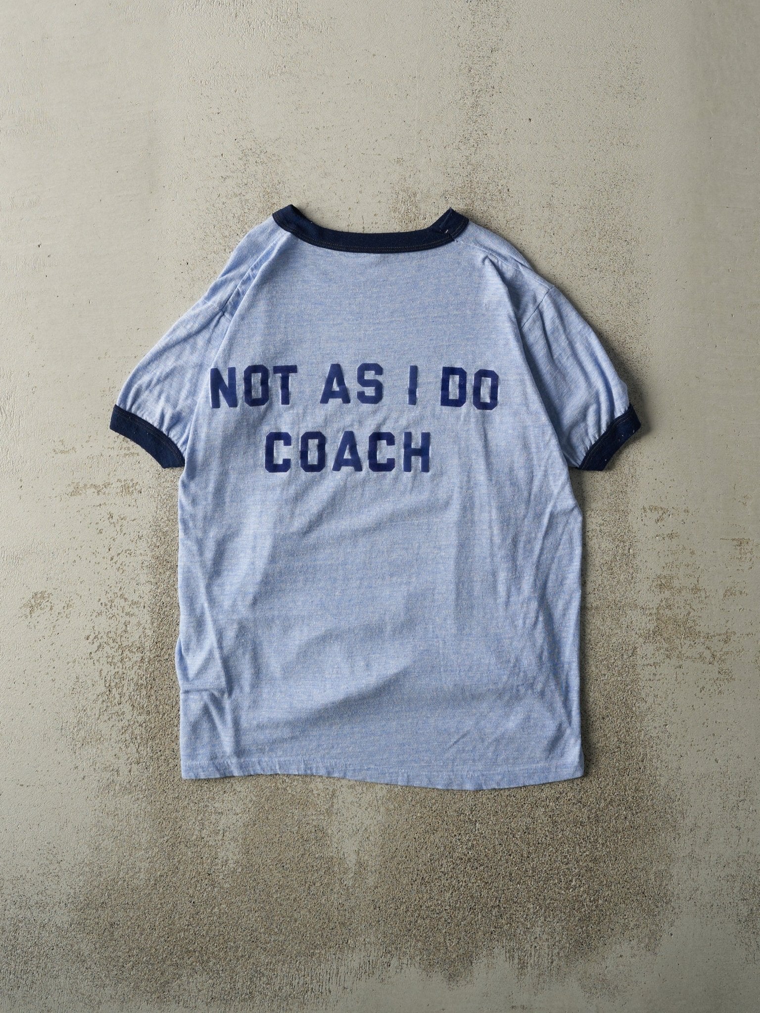 Vintage 80s Blue "Do As I Say Not As I Do" Ringer Tee (M) - Image 2