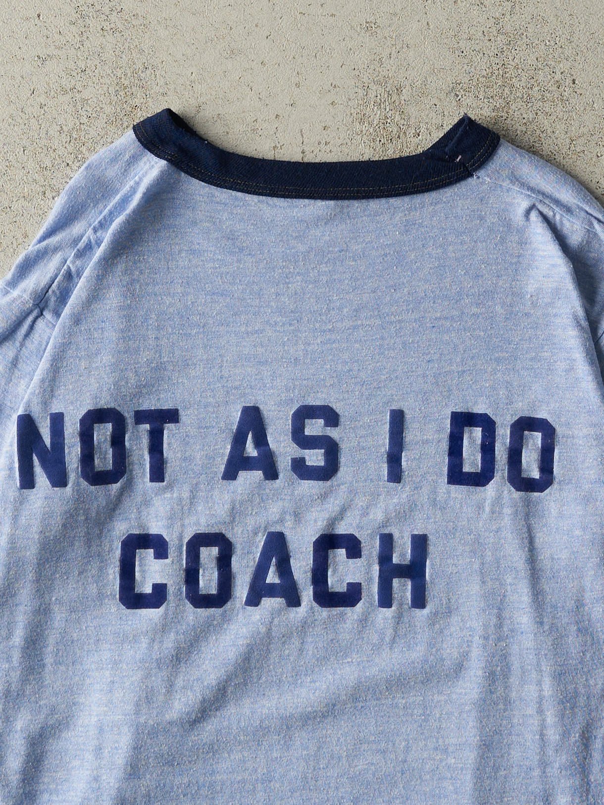 Vintage 80s Blue "Do As I Say Not As I Do" Ringer Tee (M) - Image 4