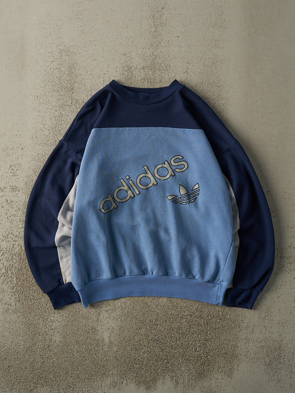Vintage 80s Blue & Grey Adidas Boxy Crewneck (L)