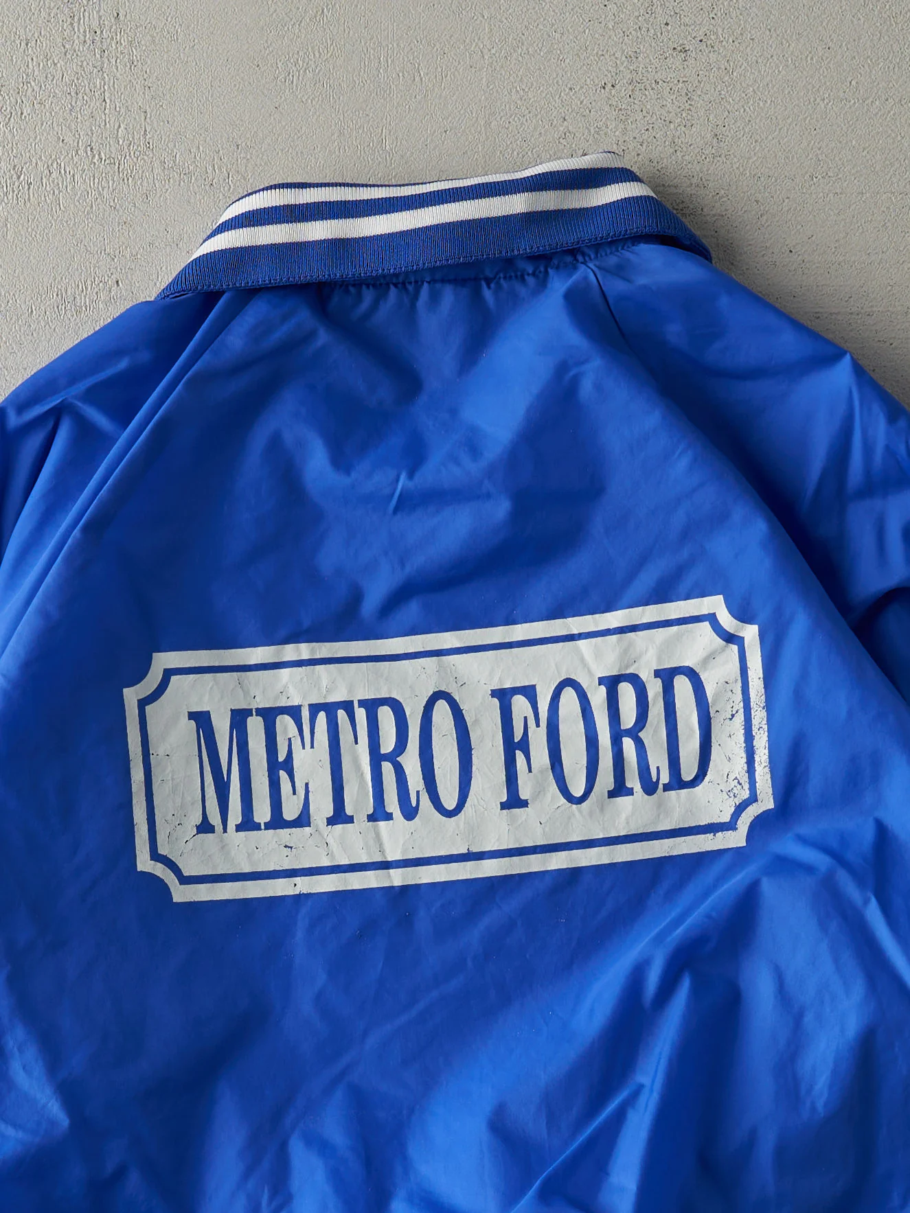 Vintage 80s Blue Metro Ford Nylon Bomber Jacket (M/L) - Image 4