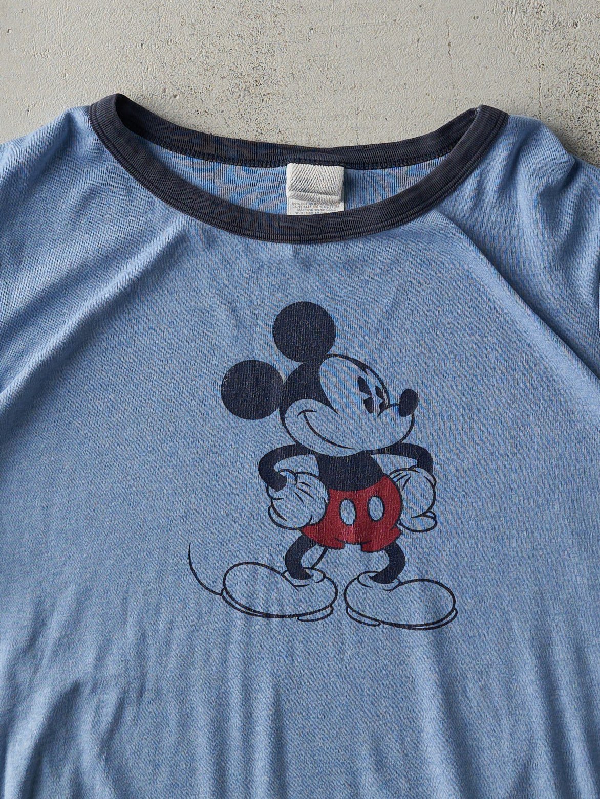 Vintage 80s Blue Mickey Mouse Ringer Tee (L) - Image 2