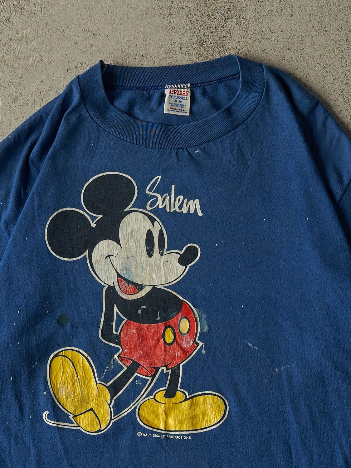 Vintage 80s Blue Mickey Mouse Single Stitch Tee (L/XL) - Image 2