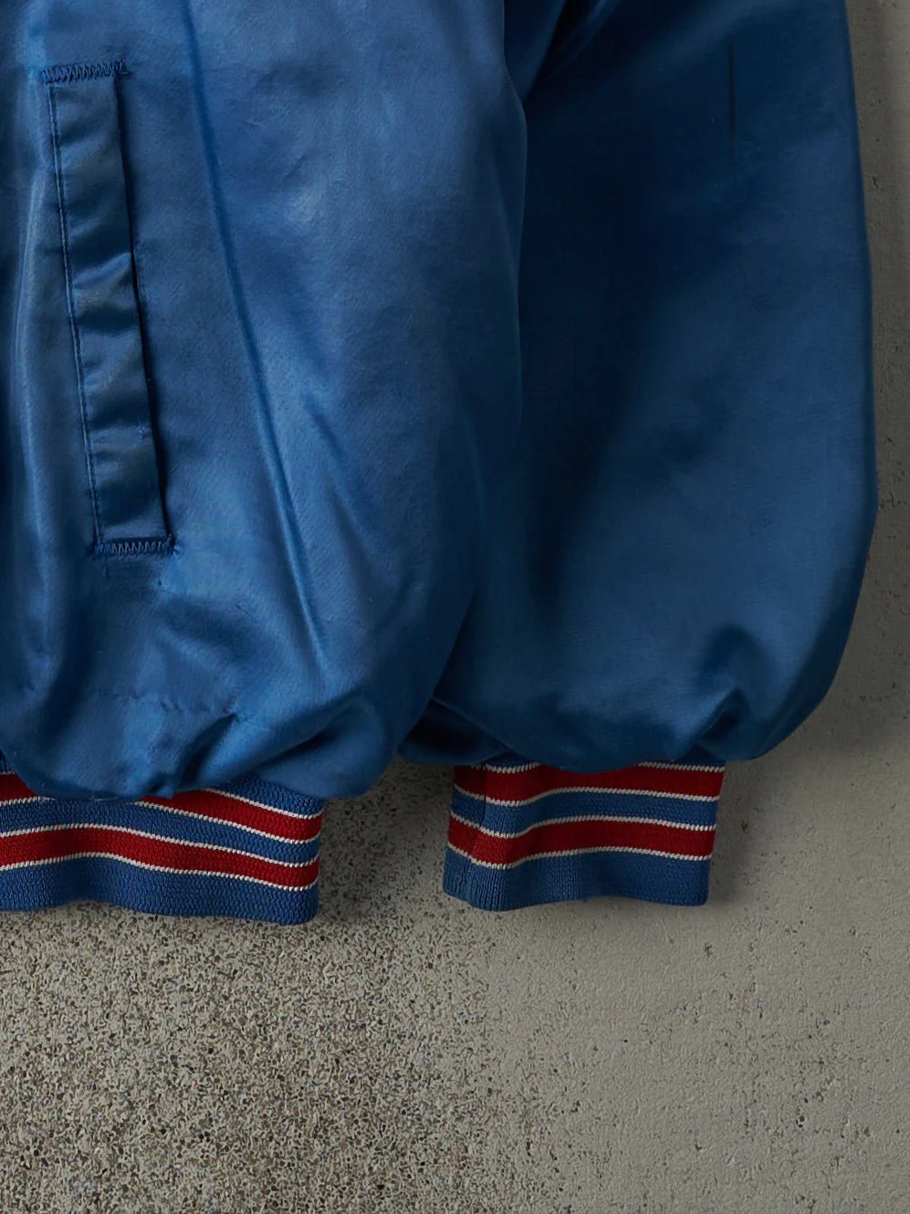 Vintage 80s Blue New York Giants Satin Bomber Jacket (L) - Image 3