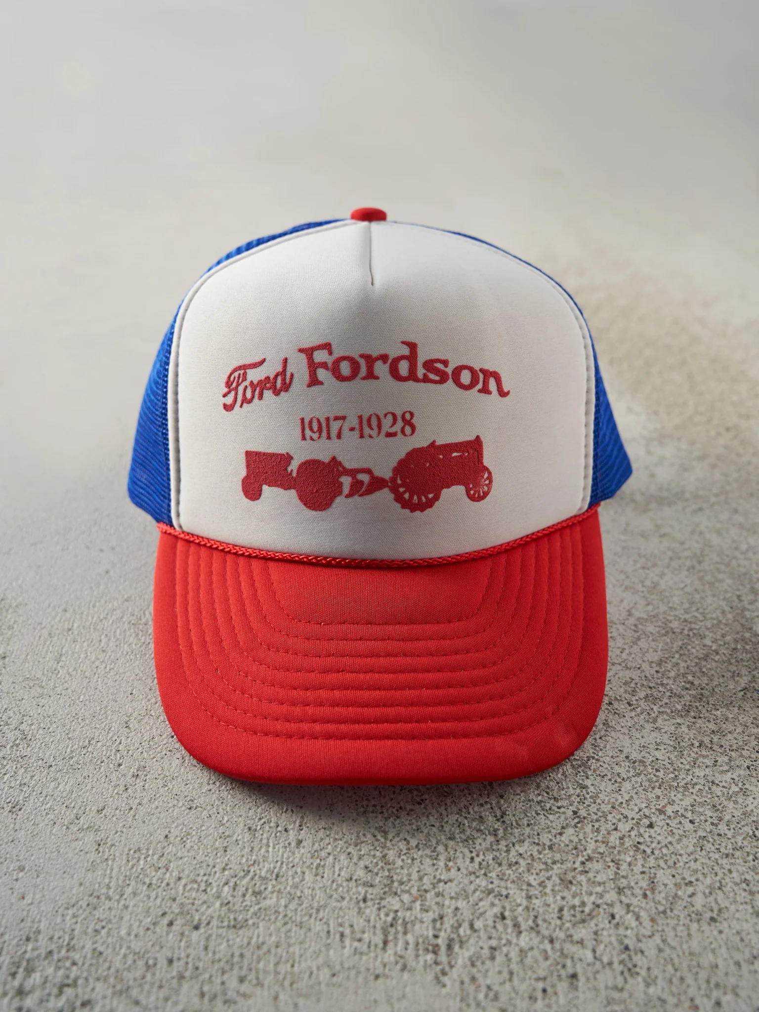 Vintage 80s Blue, Red and White Ford Fordson Foam Trucker Hat