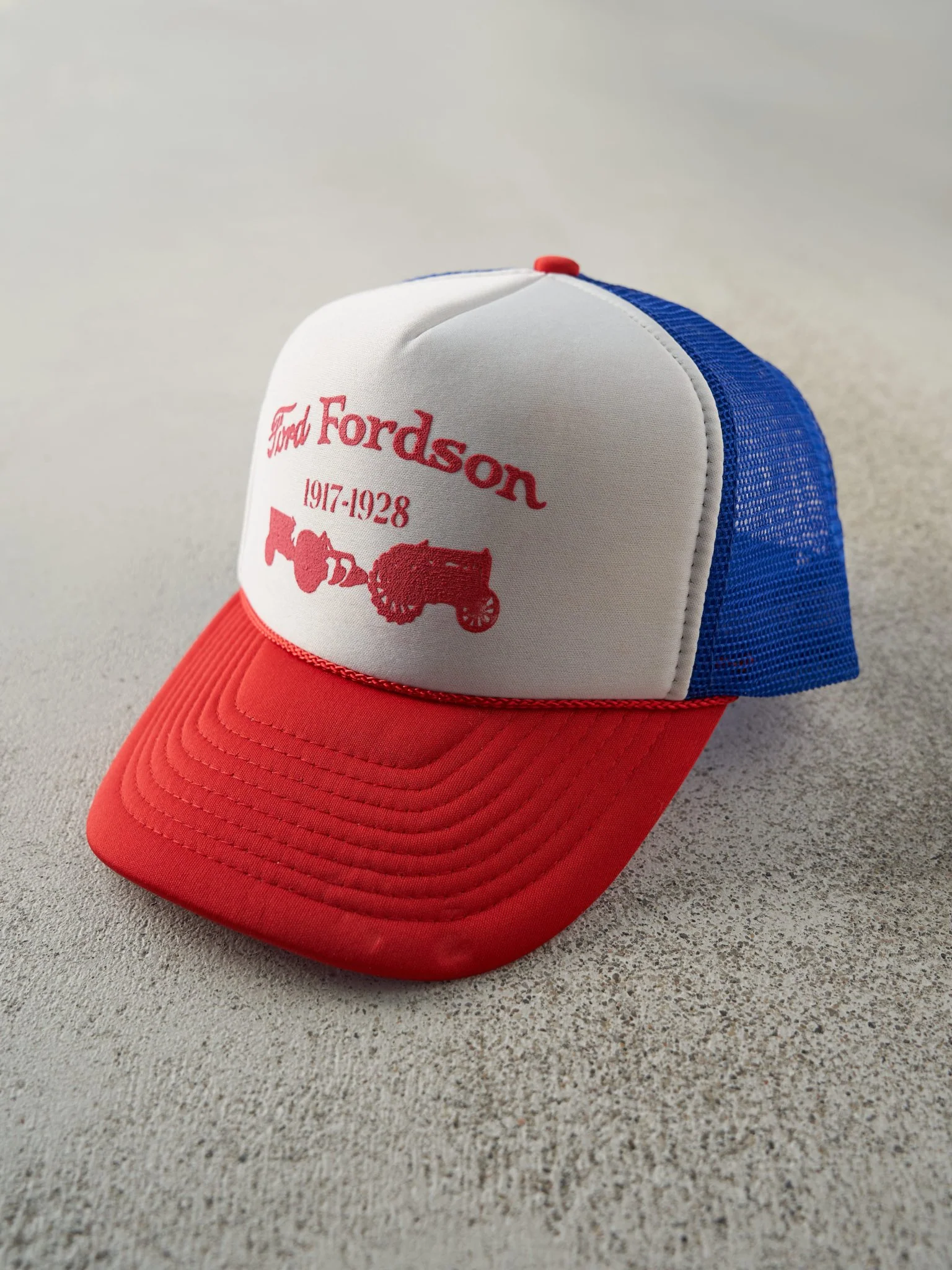 Vintage 80s Blue, Red and White Ford Fordson Foam Trucker Hat - Image 2