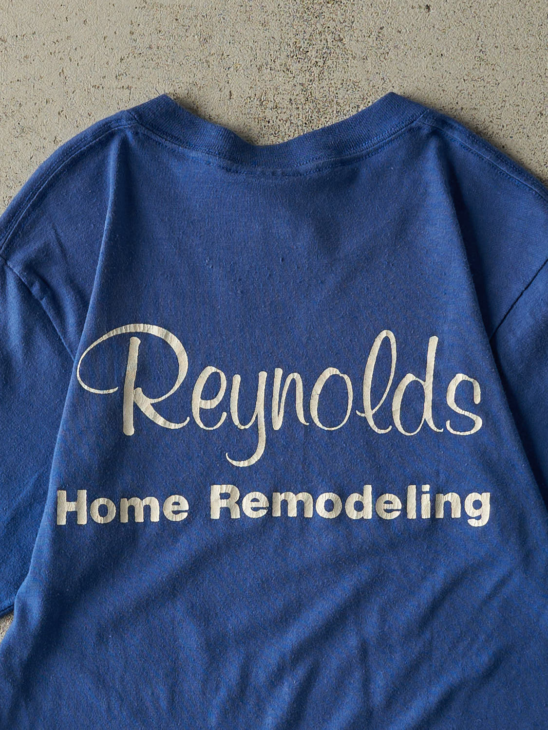 Vintage 80s Blue Reynold's Renovation Single Stitch Tee (XXS/XS) - Image 4