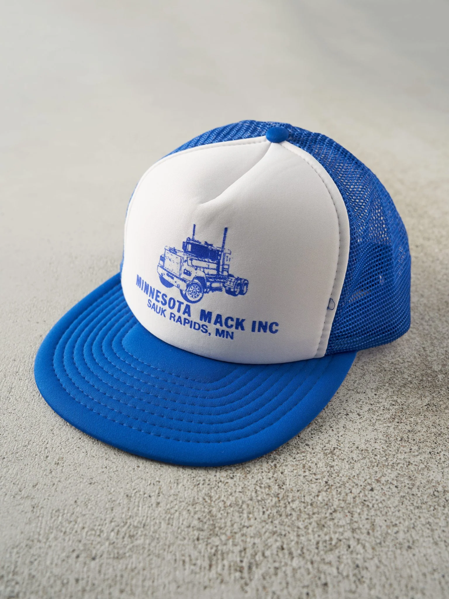 Vintage 80s Blue & White Minnesota Mack Foam Trucker Hat - Image 2