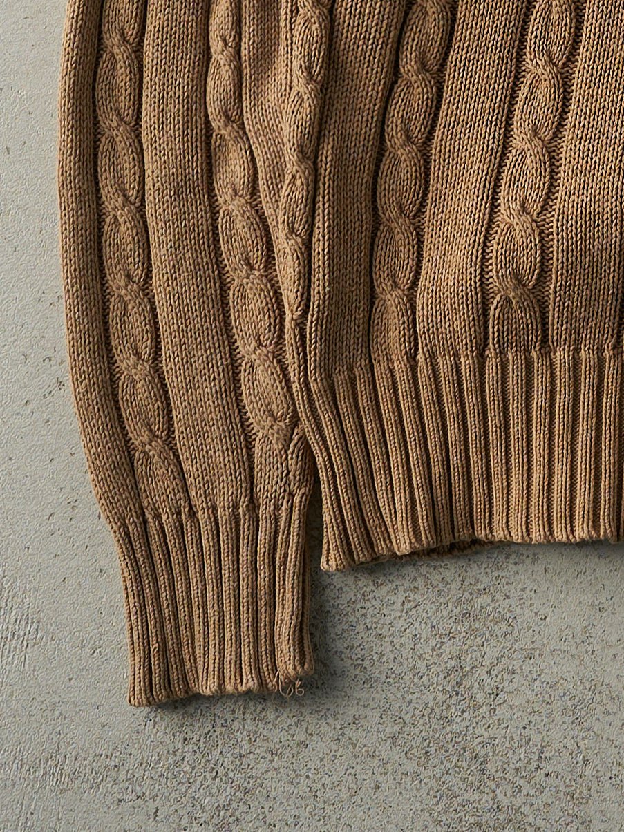 Vintage 80s Brown Chaps Ralph Lauren Cable Knit Sweater (M) - Image 3