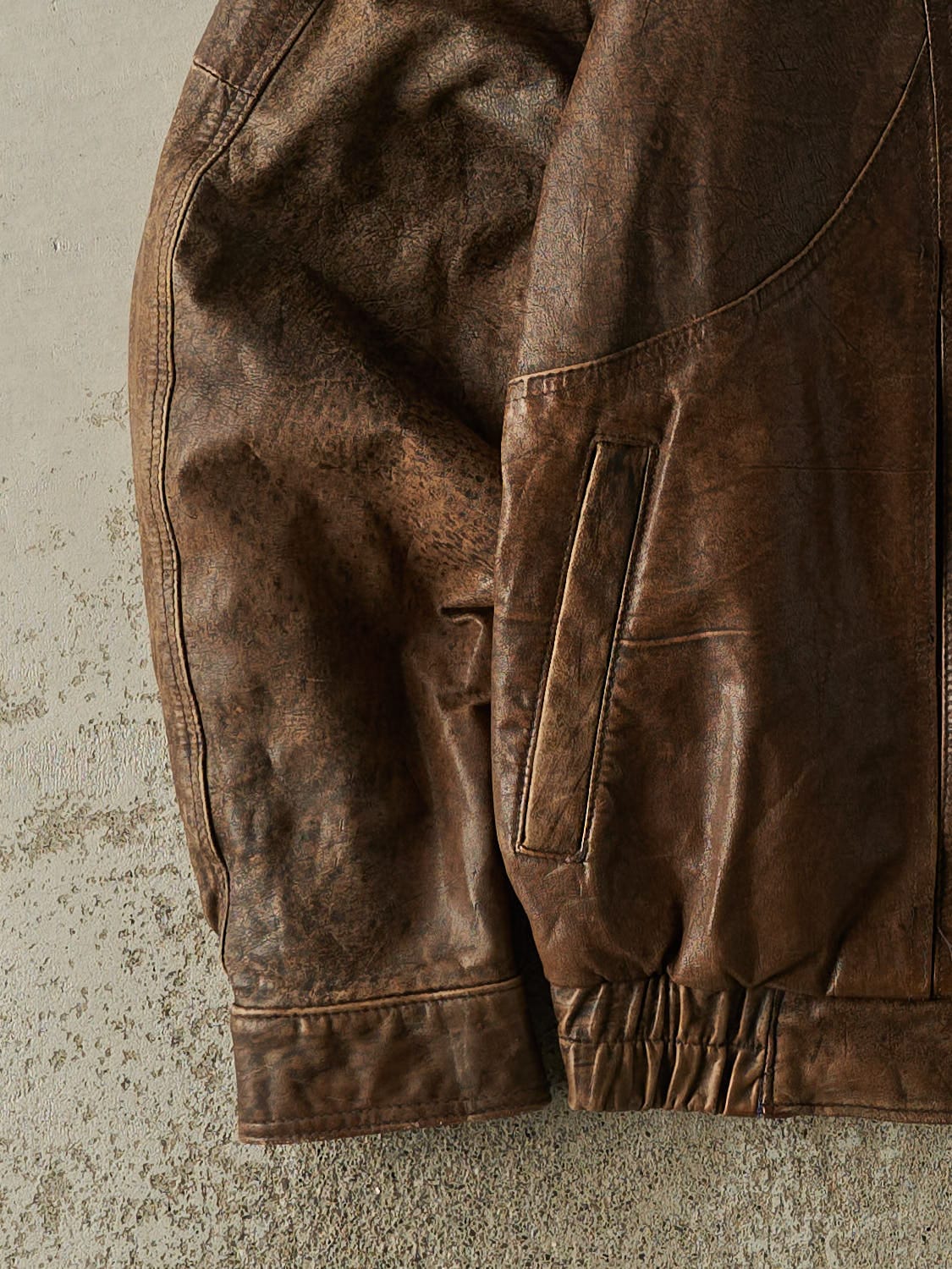 Vintage 80s Brown Leather Bomber Jacket (M/L) - Image 4