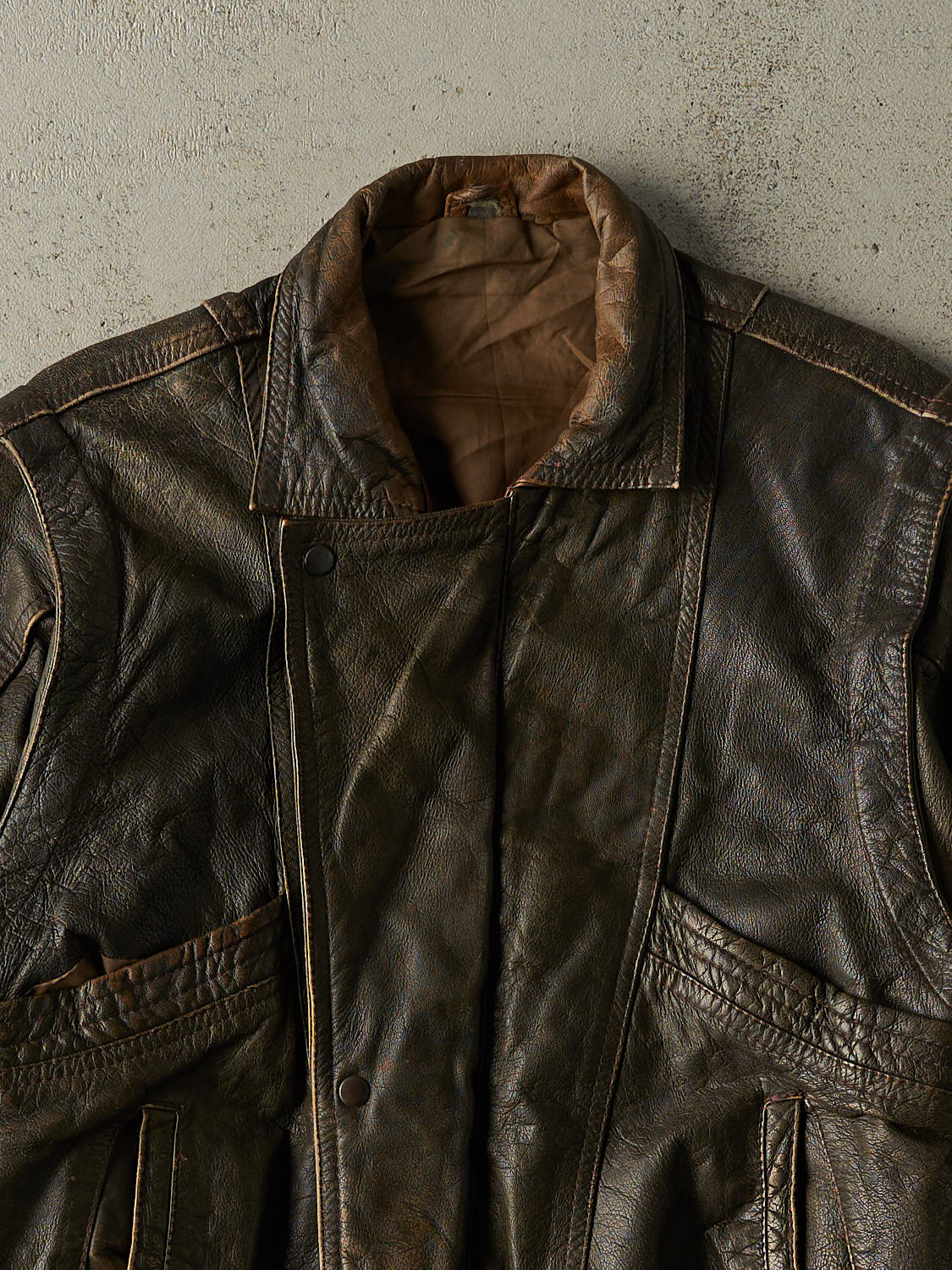 Vintage 80s Brown Leather Jacket (S) - Image 3
