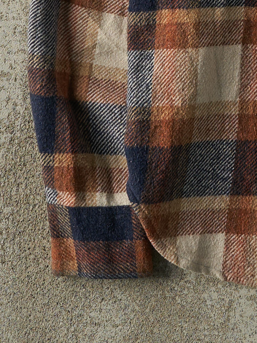 Vintage 80s Brown & Navy Wrangler Flannel Button Up (S/M) - Image 4