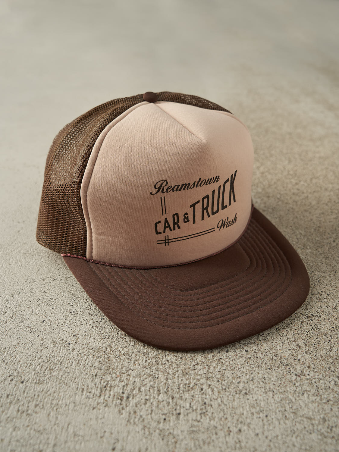 Vintage 80s Brown Reamstown Car & Truck Wash Foam Trucker Hat (O/S) - Image 3