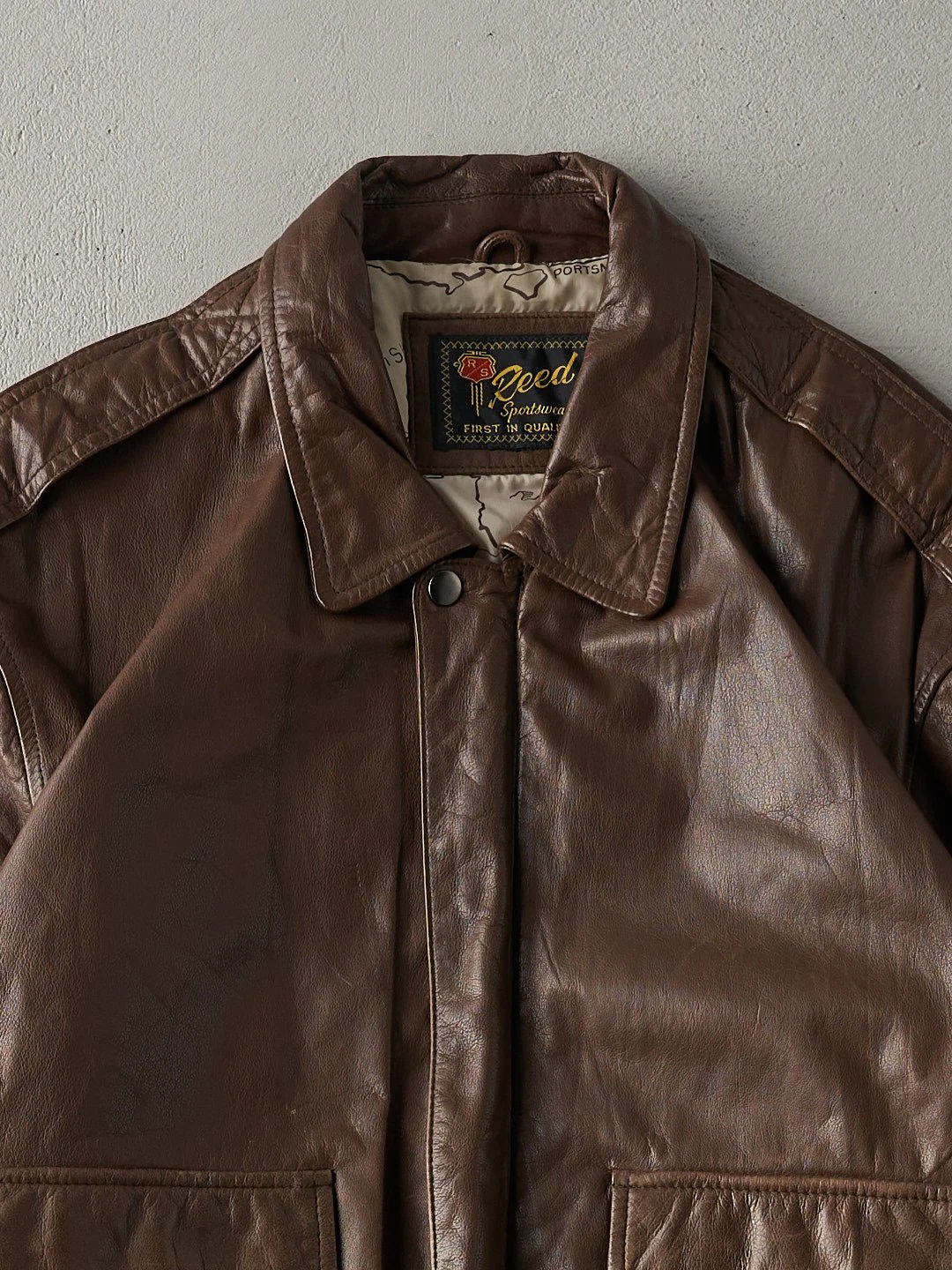 Vintage 80s Brown Reed Sportswear Leather Jacket (M) - Image 2