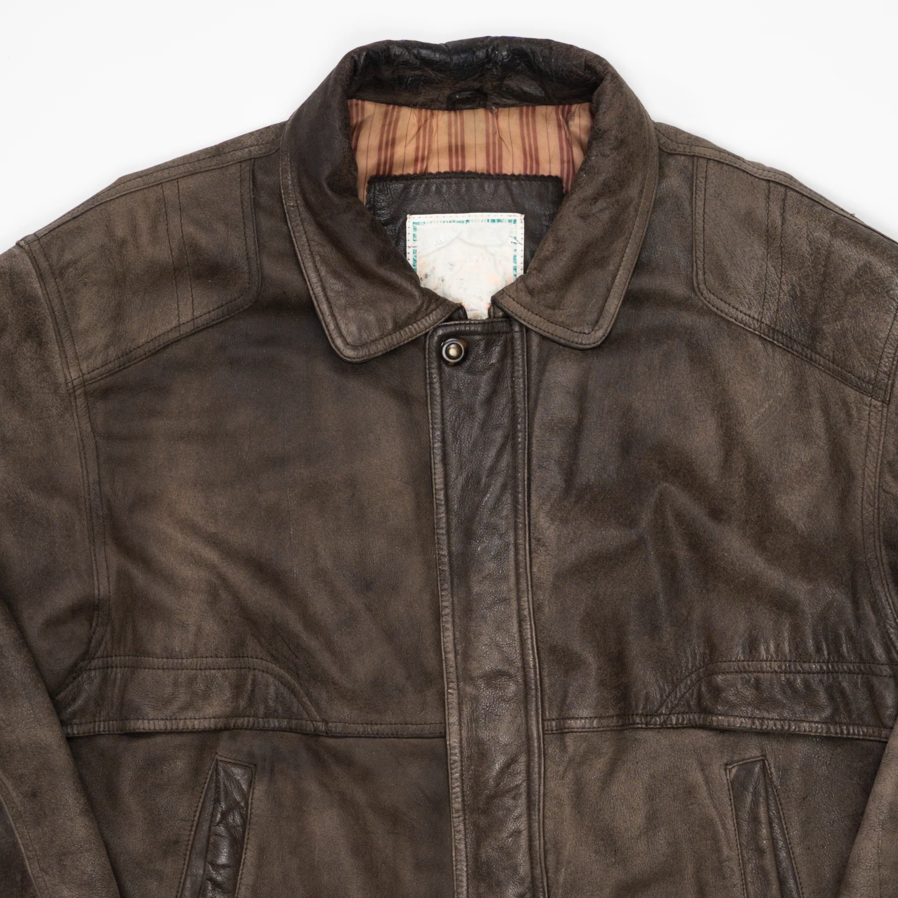 Vintage 80s Brown Sun Kissed Leather Bomber (L) - Image 2