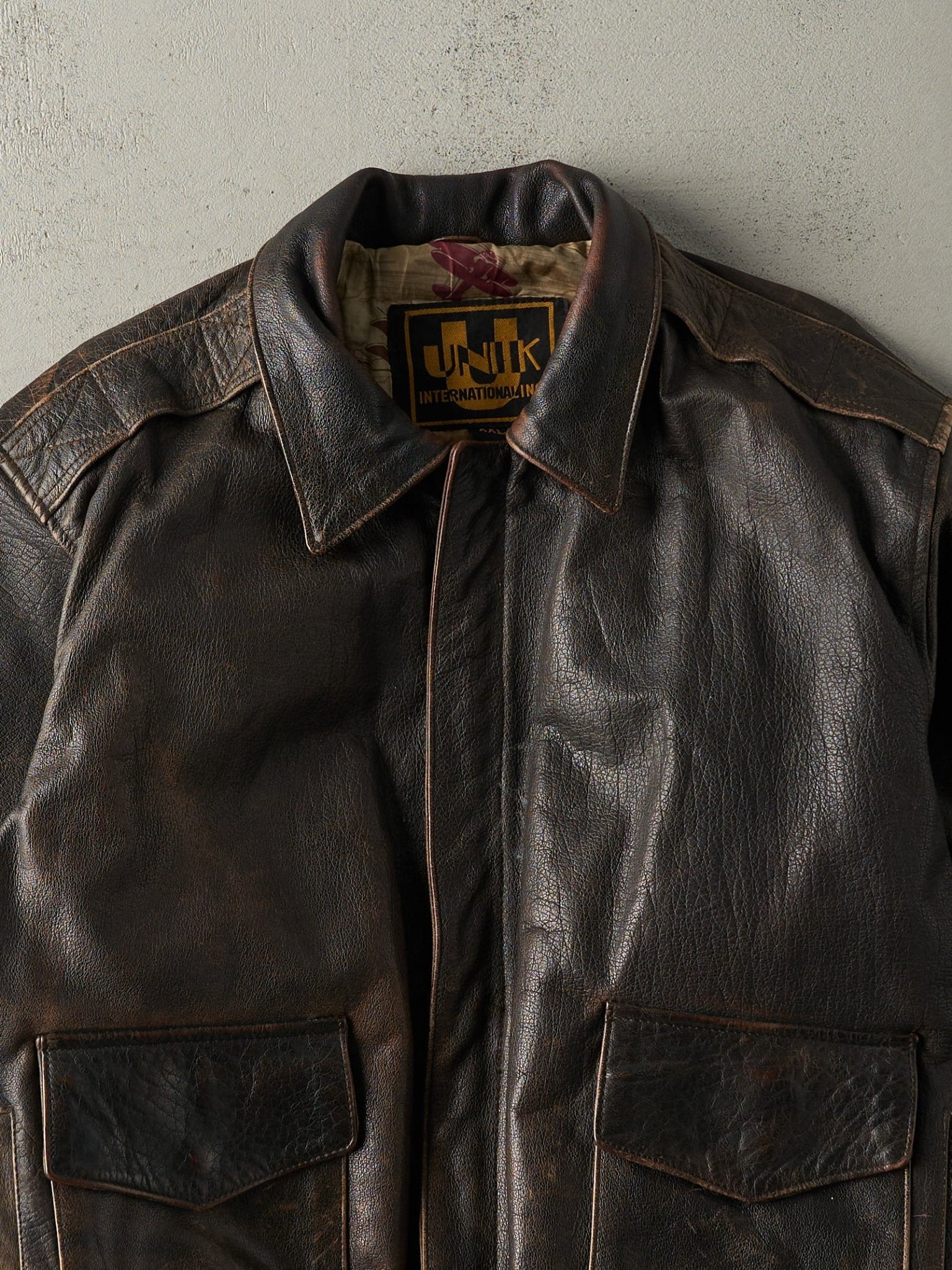 Vintage 80s Brown Unik Leather Jacket (L) - Image 4