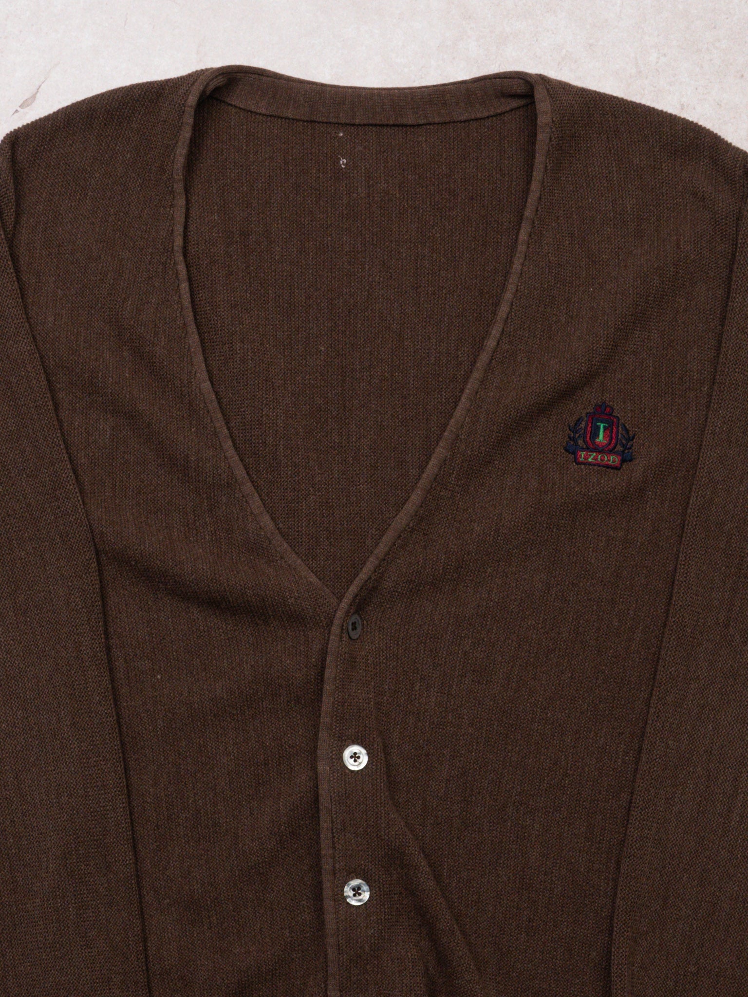 Vintage 80s Brown IZOD Knit Cardigan (M/L) - Image 2