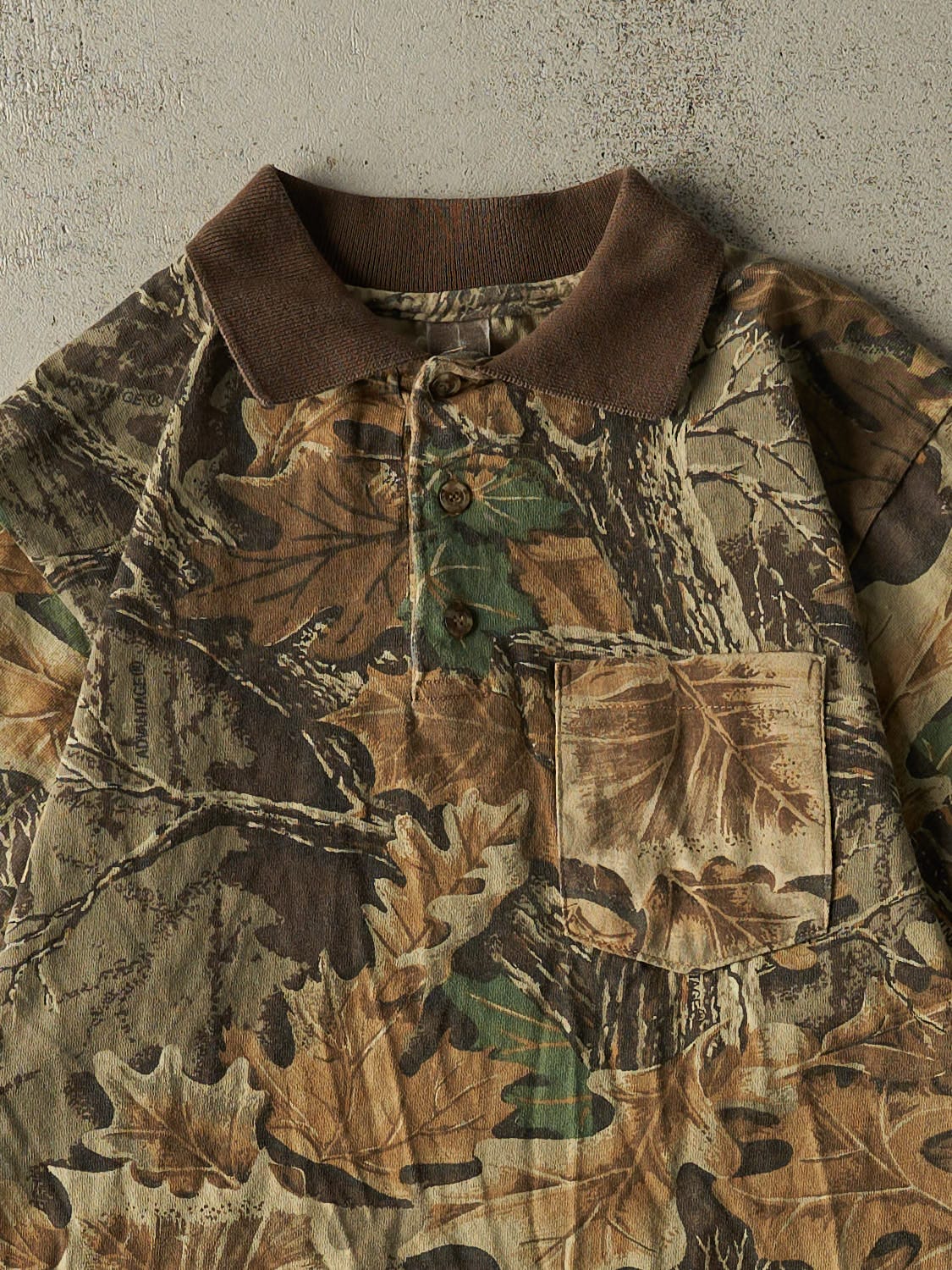 Vintage 80s Camo Advantage Pocket Quarter Button Tee (S/M) - Image 2