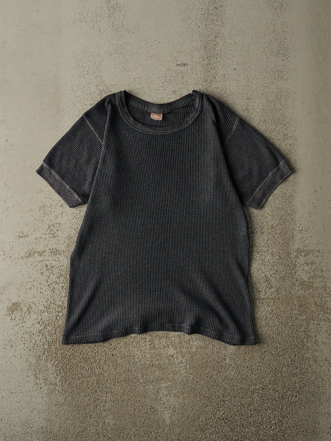 Vintage 80s Charcoal Grey Thermal Short Sleeve Tee (S/M)