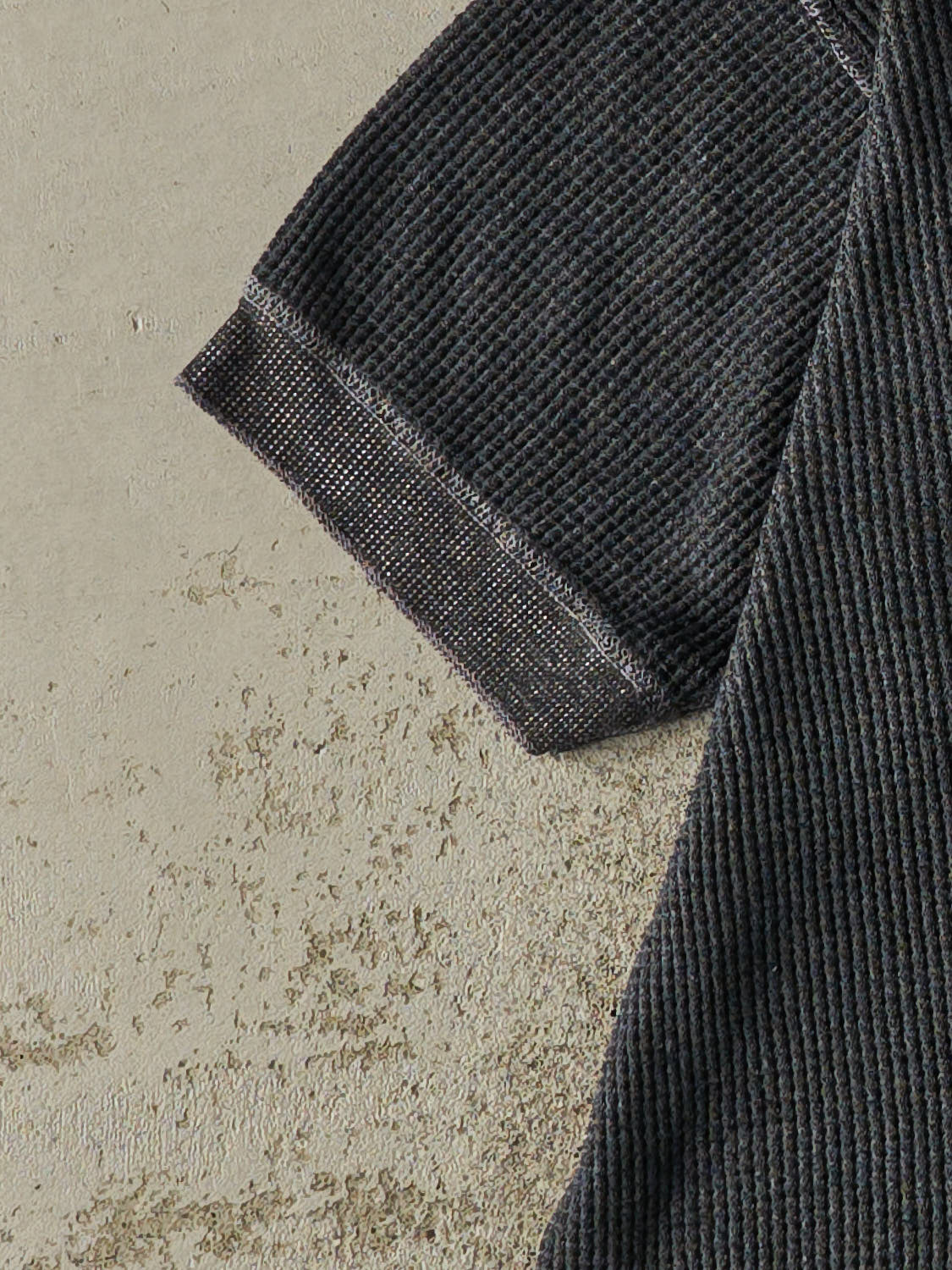 Vintage 80s Charcoal Grey Thermal Short Sleeve Tee (S/M) - Image 3