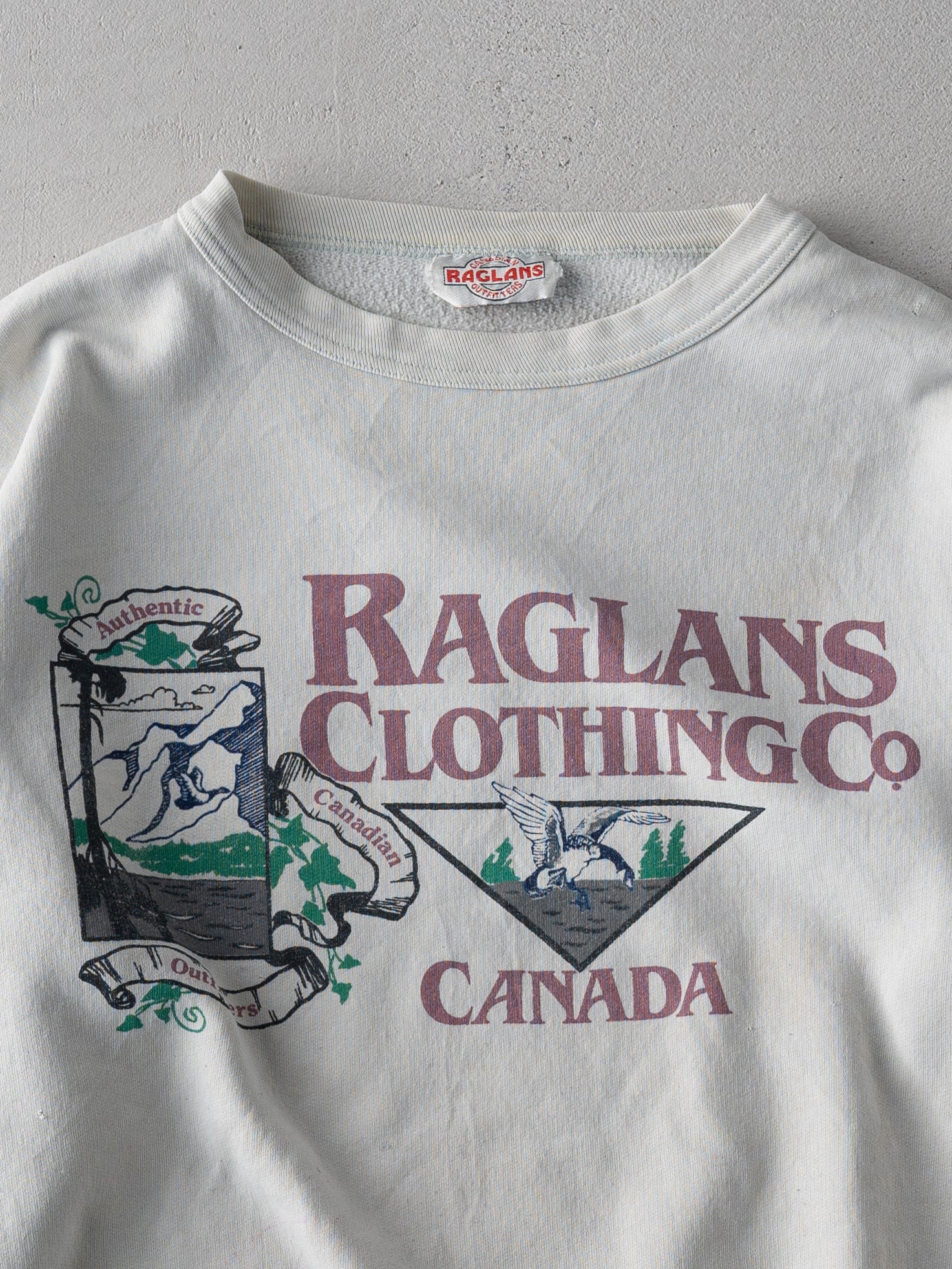 Vintage 80s Cream Raglan Canadian Outfitters Boxy Crewneck (M/L) - Image 2