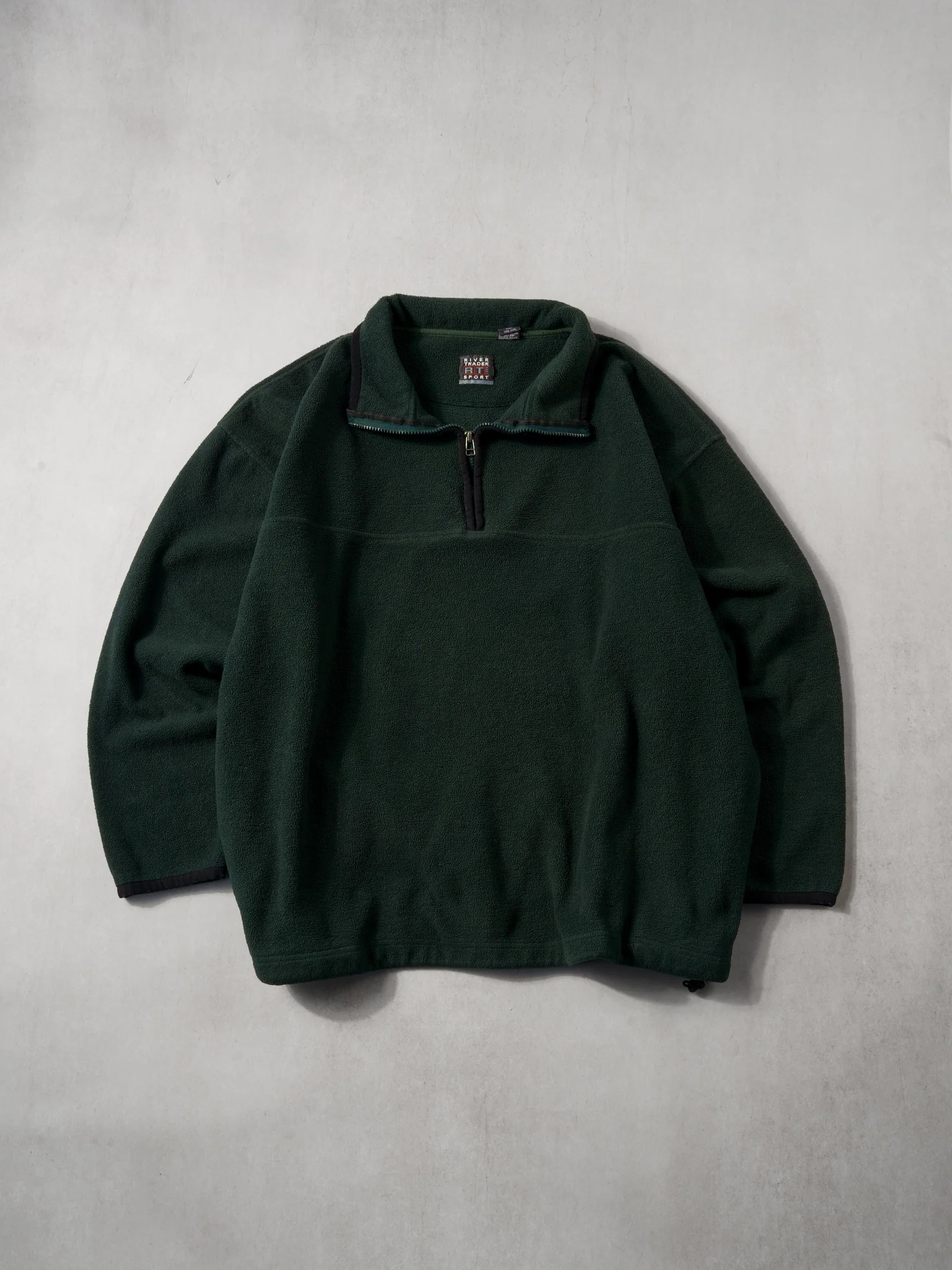 Vintage 80s Dark Green River Trader Sport 1/4 Zip Fleece (XXL)
