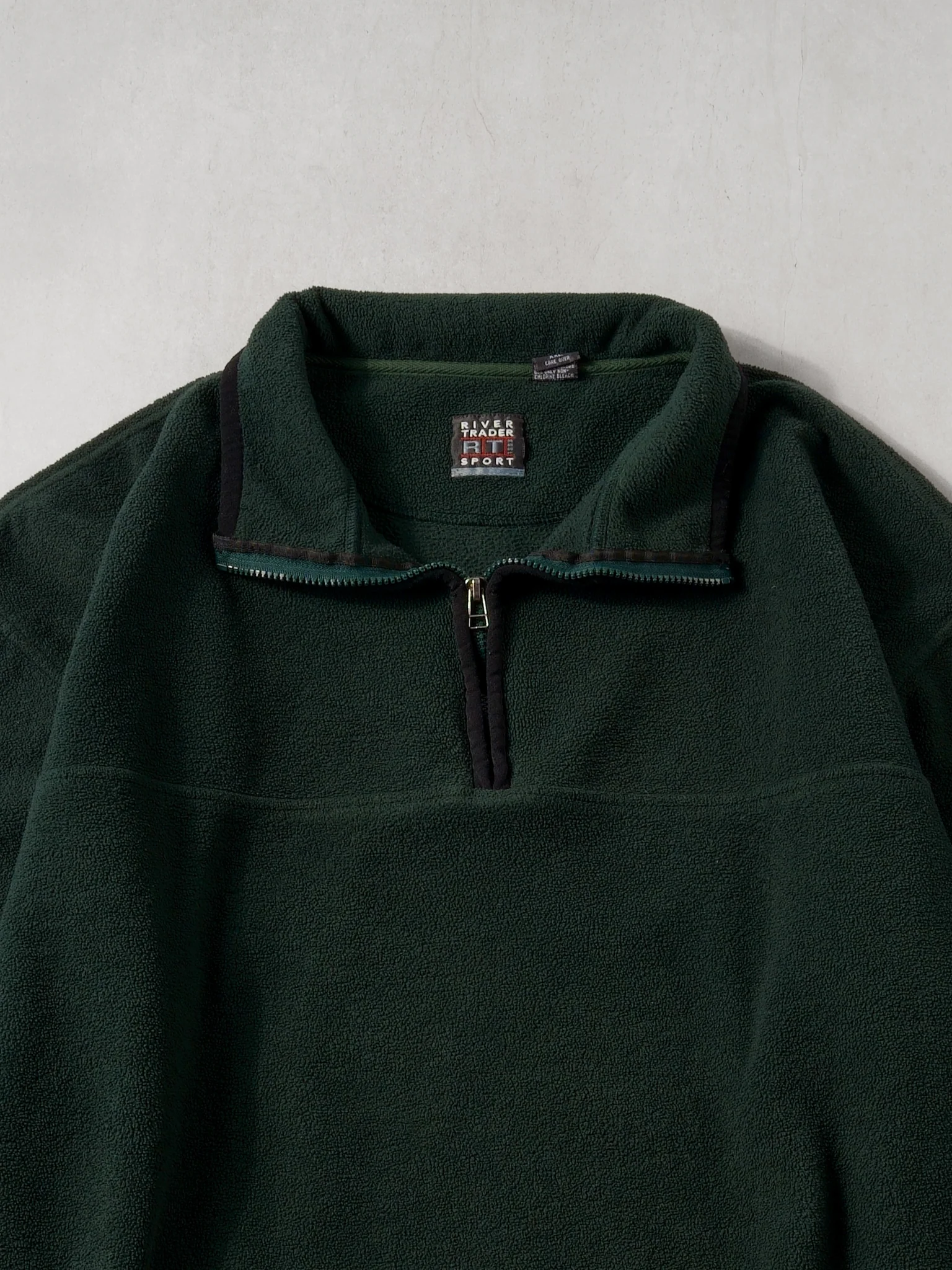 Vintage 80s Dark Green River Trader Sport 1/4 Zip Fleece (XXL) - Image 2