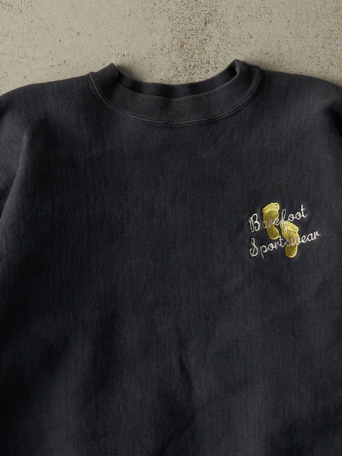 Vintage 80s Faded Black Barefoot Sportswear Crewneck (L) - Image 2