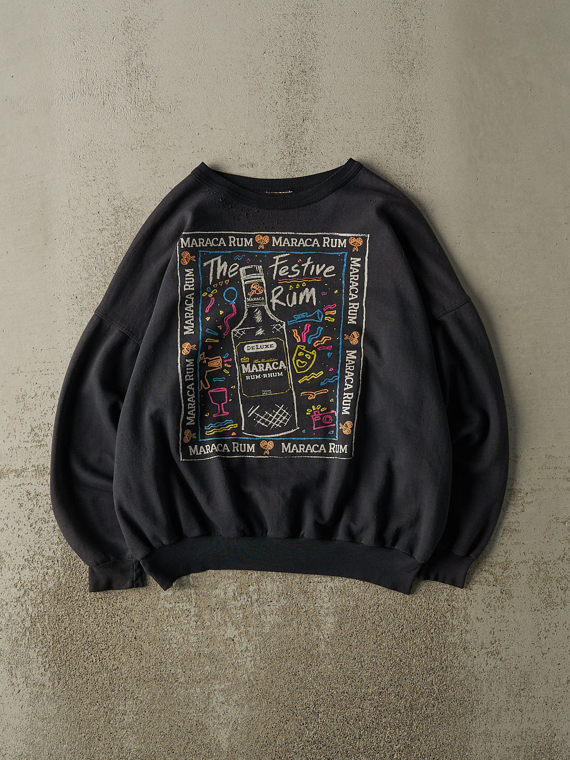 Vintage 80s Faded Black Maraca Rum Crewneck (L)