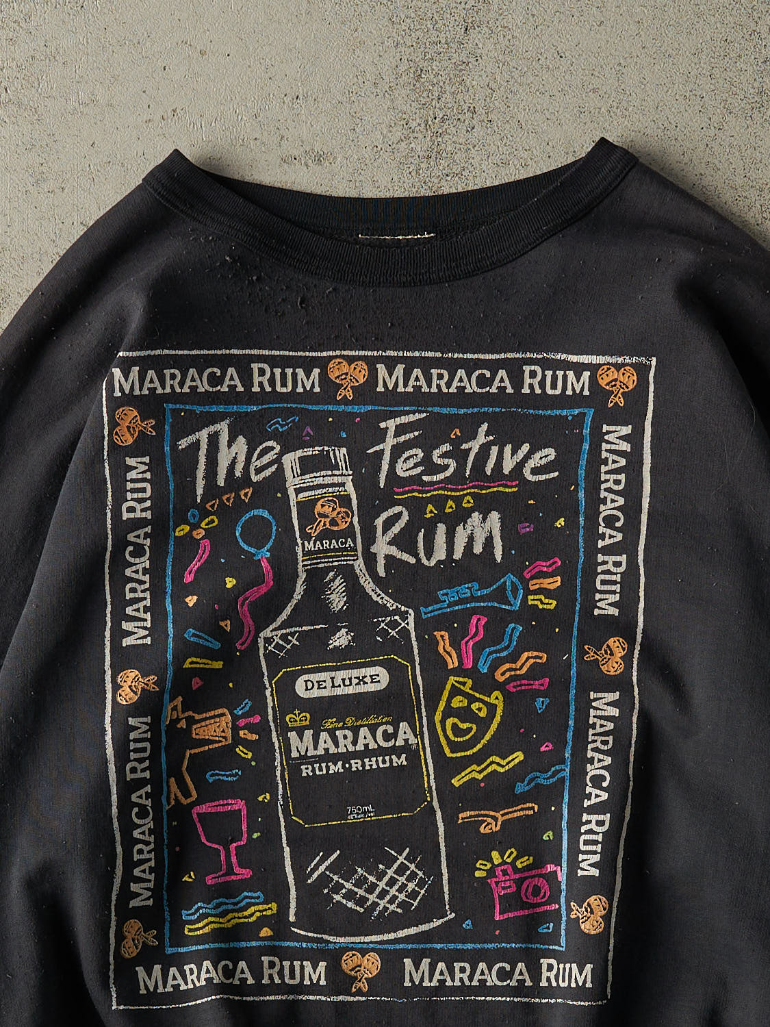 Vintage 80s Faded Black Maraca Rum Crewneck (L) - Image 3