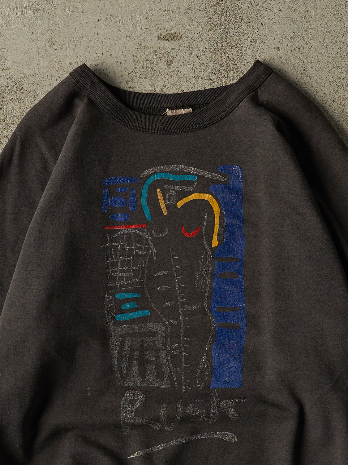 Vintage 80s RARE Faded Black Rusk Art Crewneck (L) - Image 2