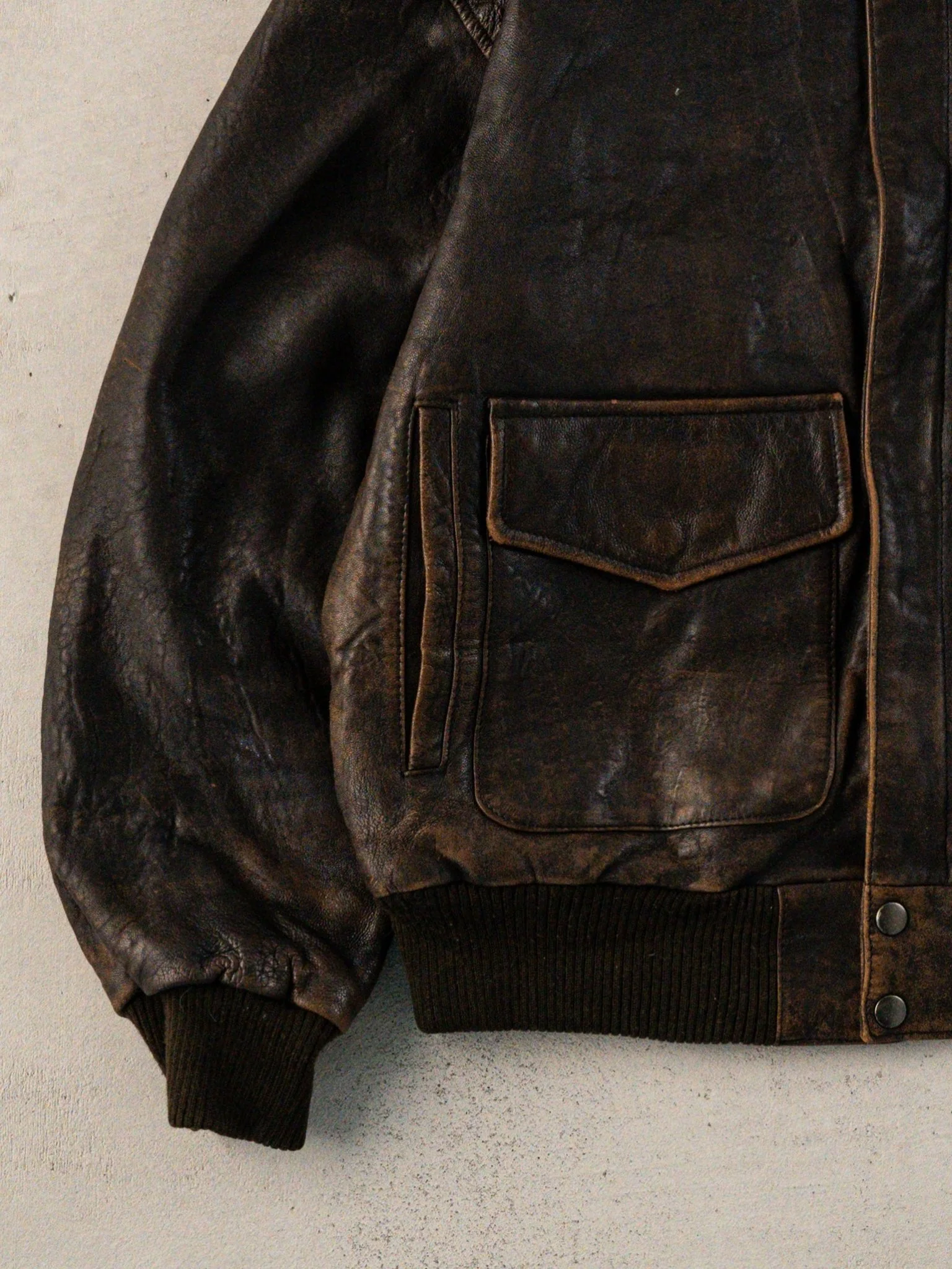 Vintage 80s Faded Brown Adventure Bound Leather Jacket (M) - Image 3