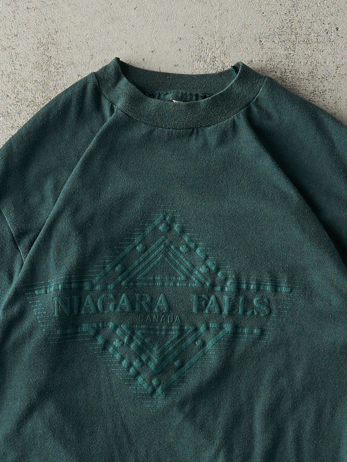 Vintage 80s Forest Green Puff Print Niagara Falls Single Stitch Tee (XS) - Image 2