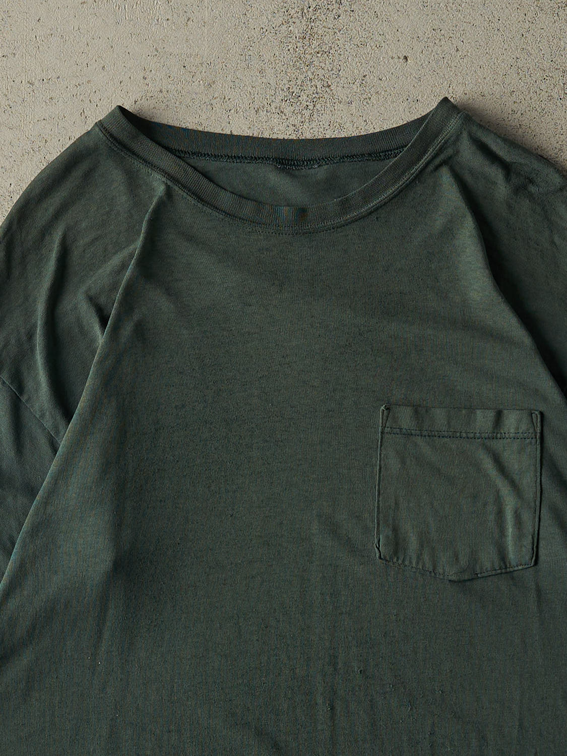 Vintage 80s Green Blank Pocket Single Stitch Tee (L) - Image 2