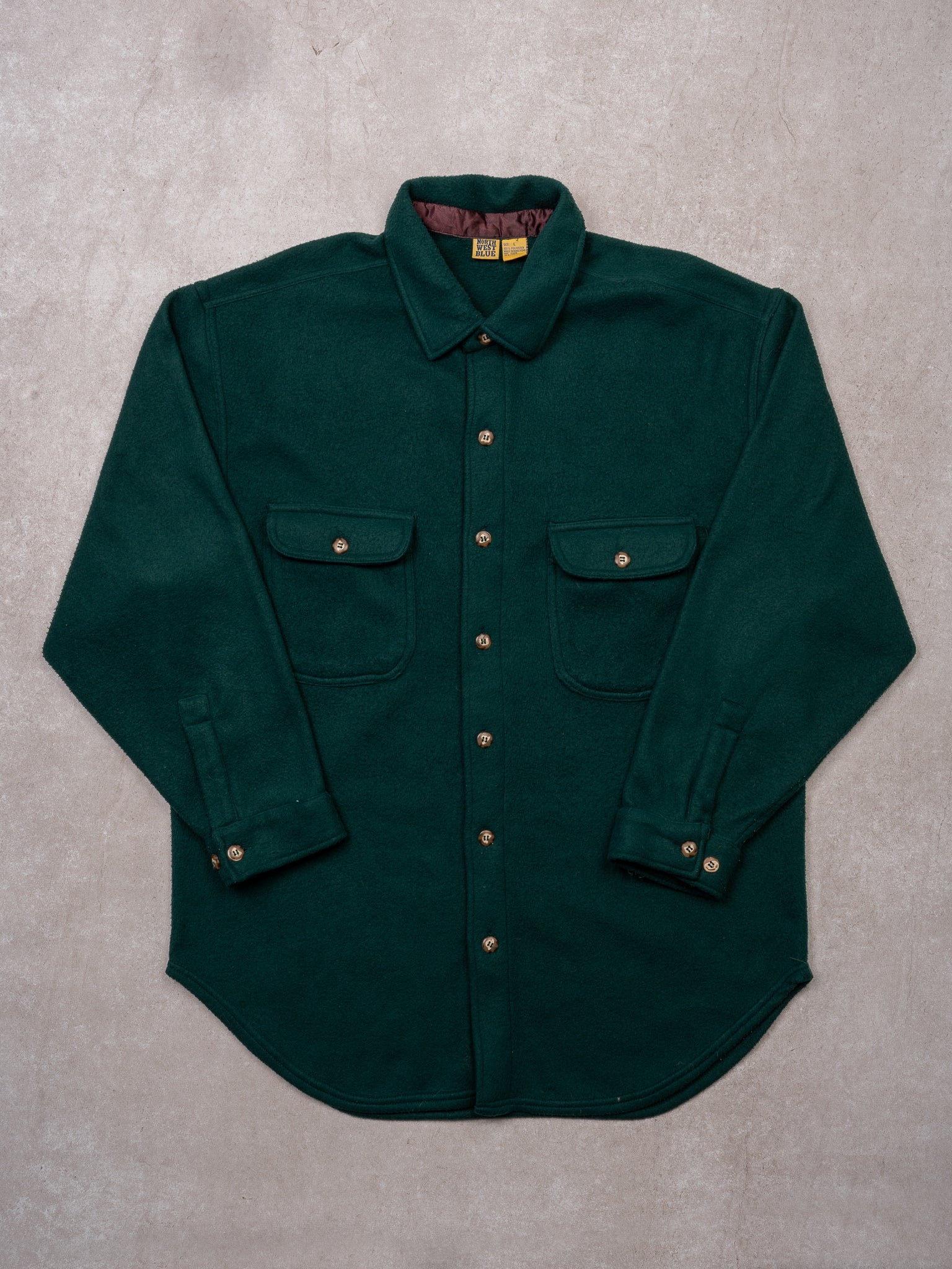 Vintage 80s Green Northwest Fleece Button Up (L)