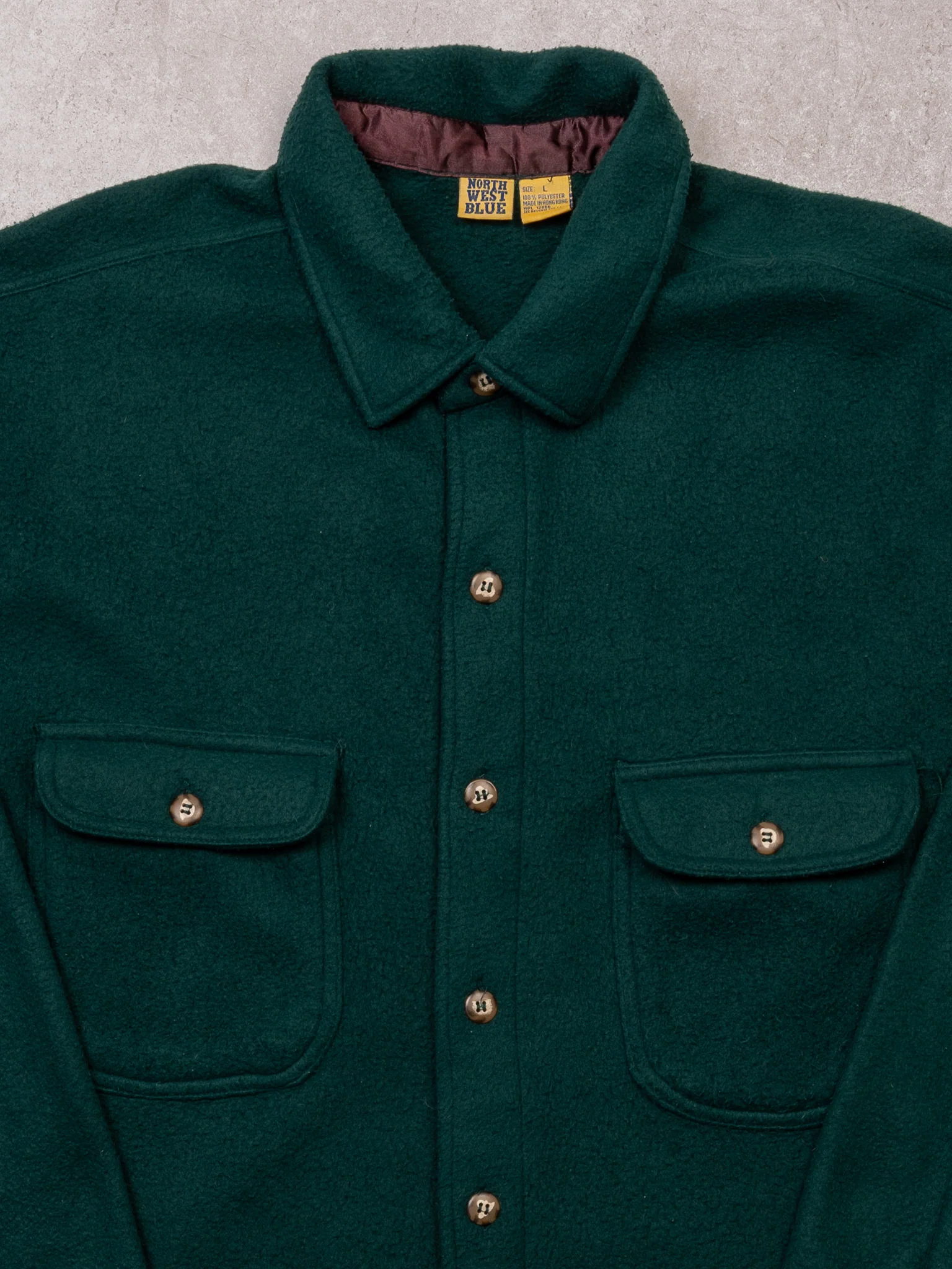 Vintage 80s Green Northwest Fleece Button Up (L) - Image 2