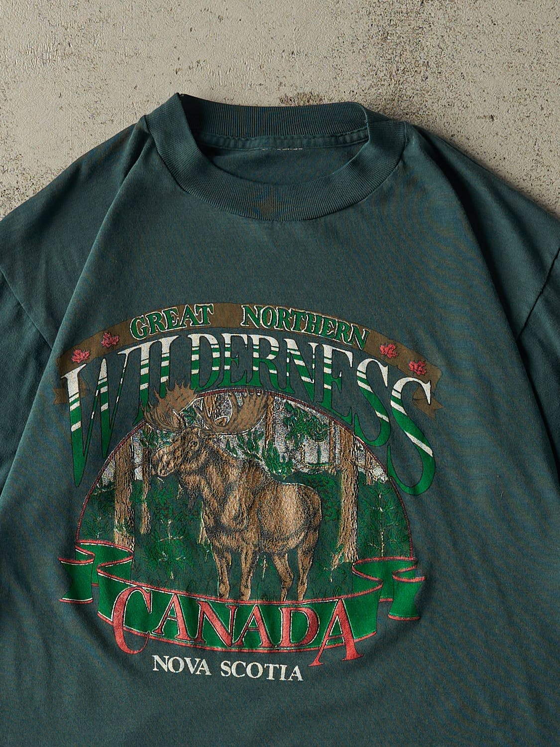 Vintage 80s Green Nova Scotia Single Stitch Tee (S/M) - Image 2