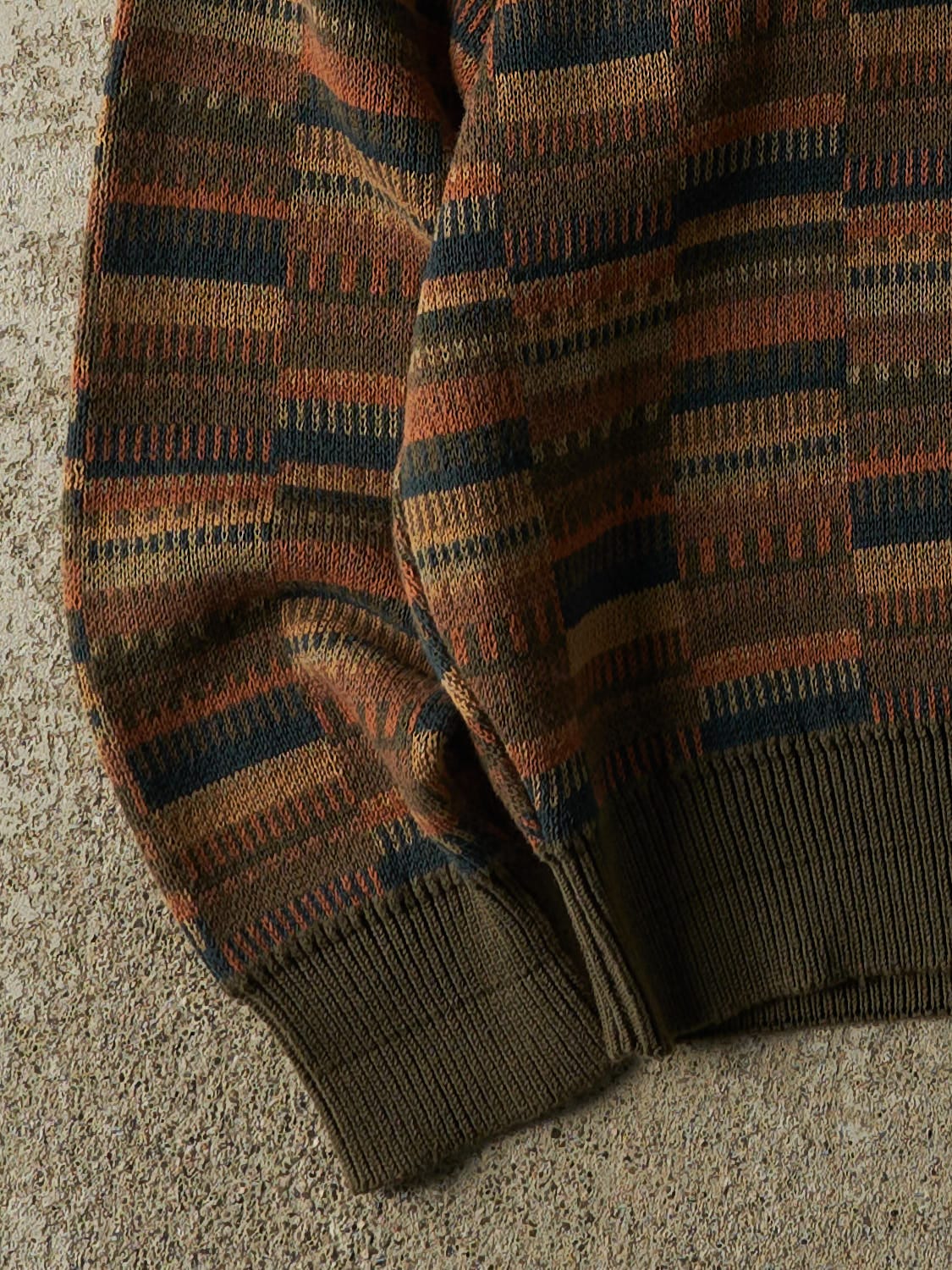 Vintage 80s Green Patterned Knit (L/XL) - Image 3