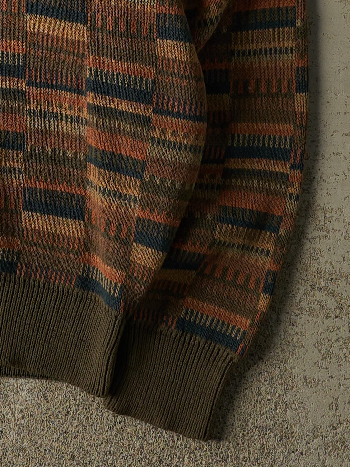 Vintage 80s Green Patterned Knit (L/XL) - Image 4