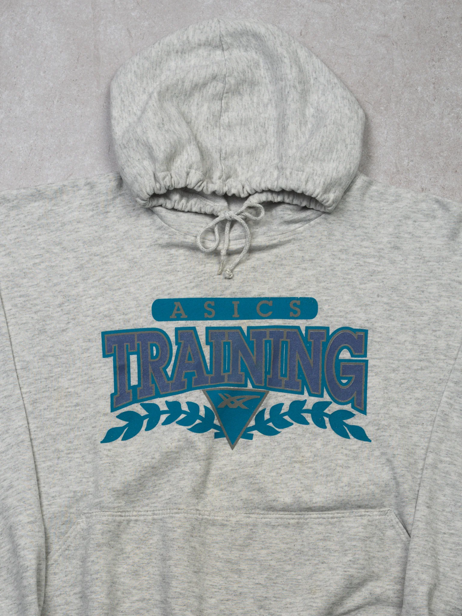 Vintage 80s Grey Asics Training Hoodie (M/L) - Image 2