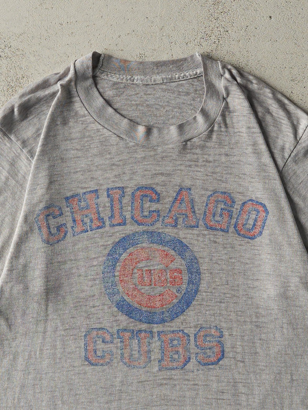 Vintage 80s Grey Chicago Cubs Tee (S) - Image 2