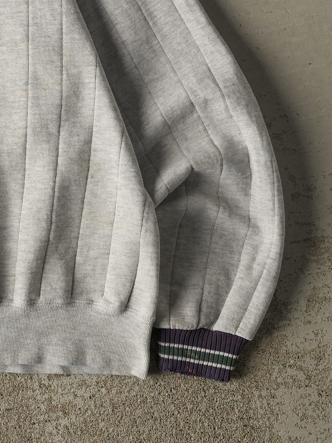 Vintage 80s Heather Grey Nestle Embroidered Ribbed Crewneck (M) - Image 4