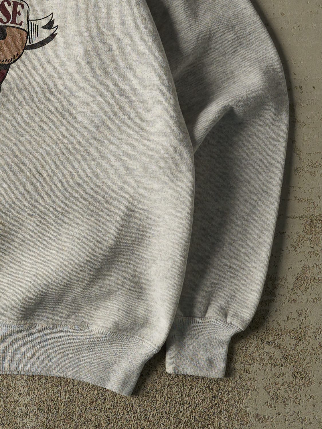 Vintage 80s Heather Grey Smiling Moose University Crewneck (S) - Image 4